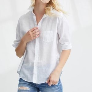 Frank & Eileen White Italian Linen Shirt Size S